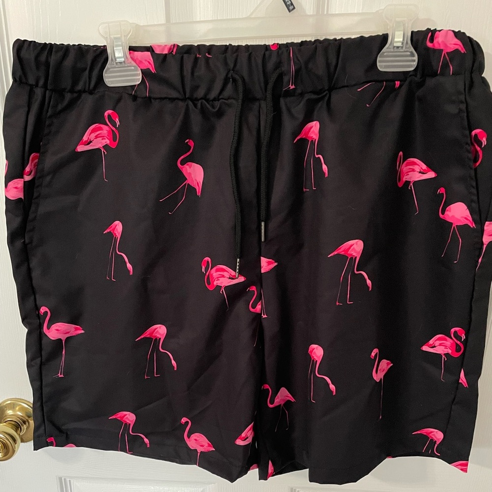 Flamingo Drawstring Summer Shorts w/ Pockets